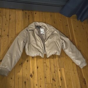 Vegan Leather Cropped Bomber Jacket